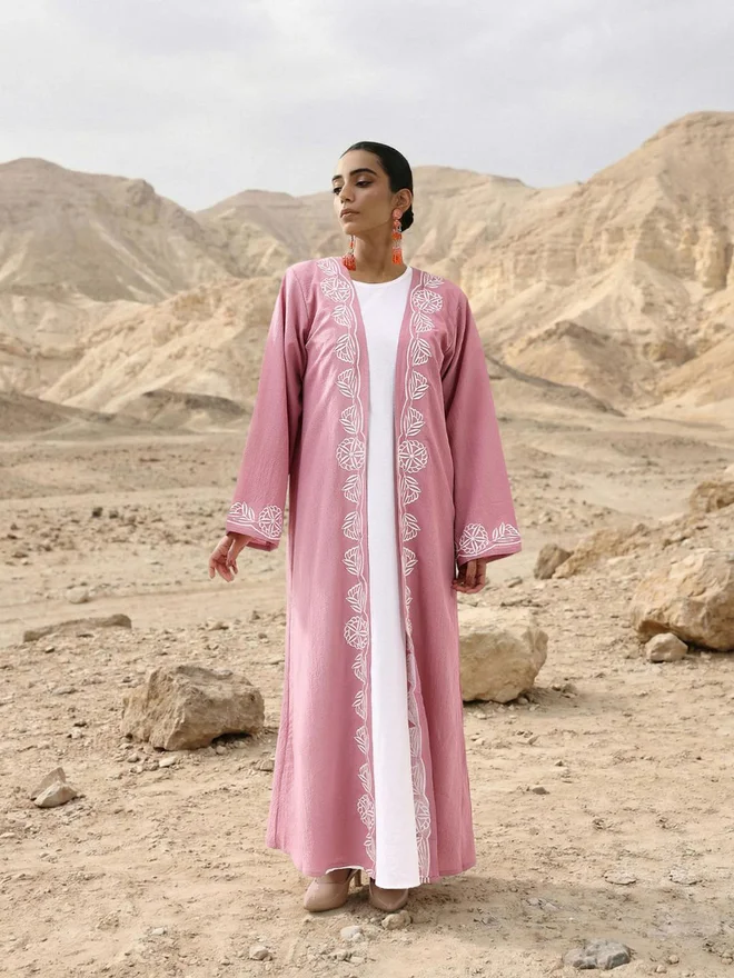 آي شين ISHIN 3-Piece Embroidered Abaya, Maxi Dress and Hijab Set